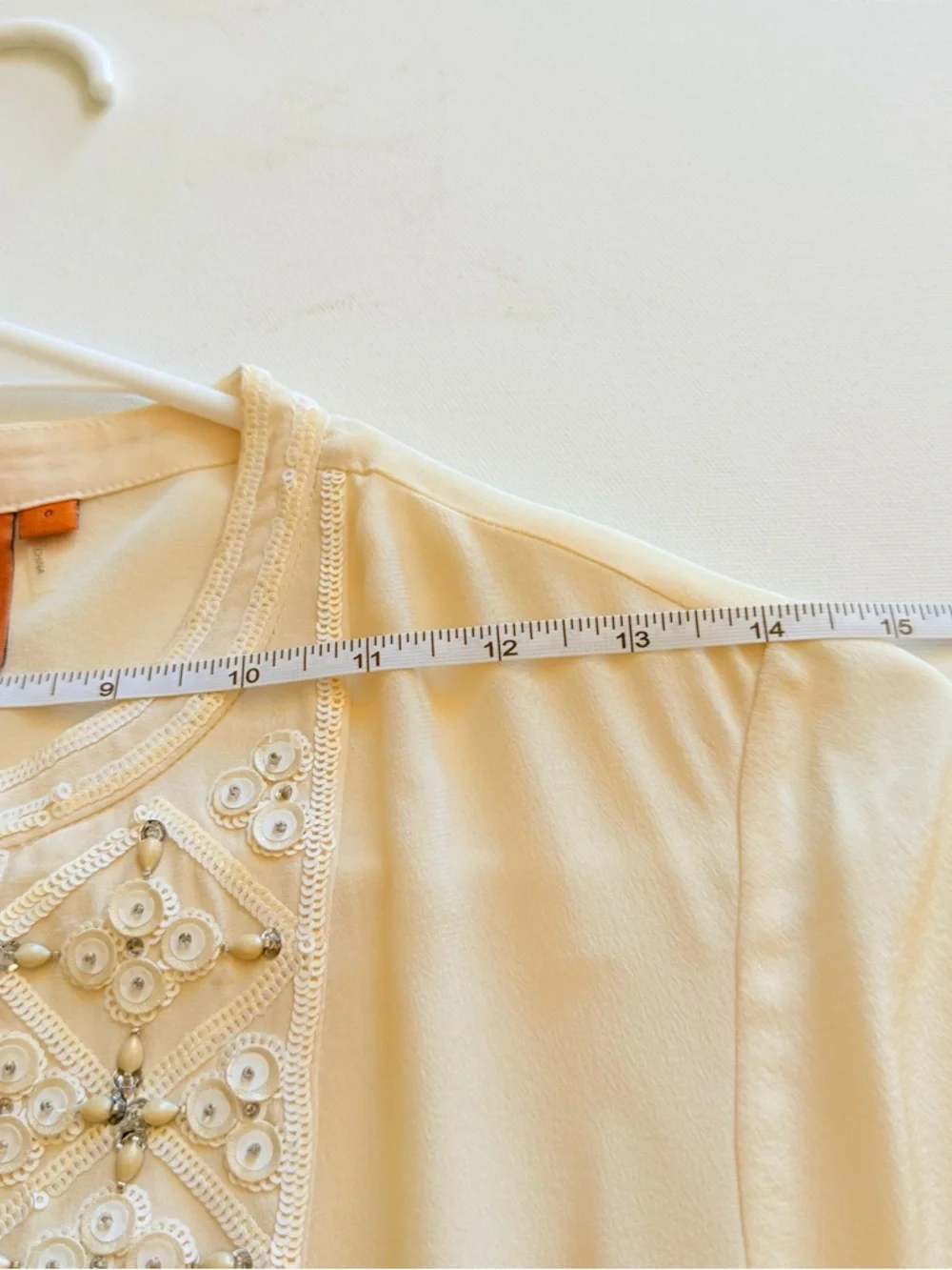 Tory Burch Cream Embellished Long-Sleeve Tunic Top
